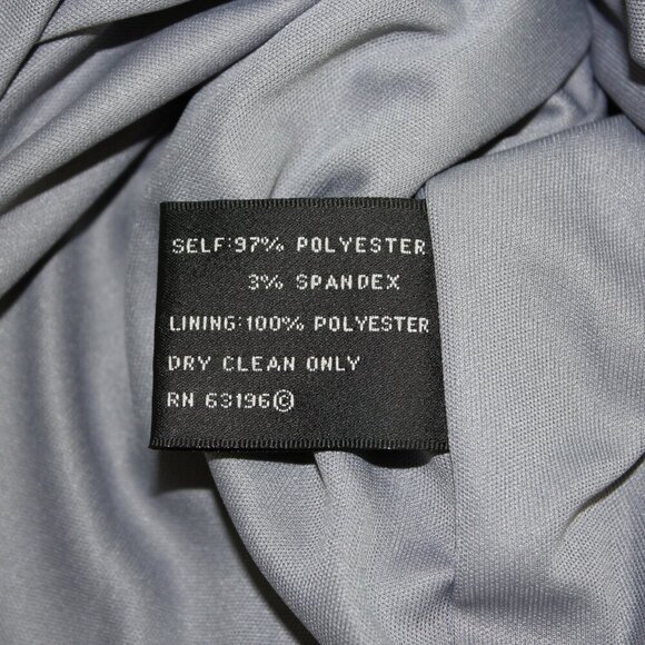 Suzi Chin Womens Silver Satin Stretch V Neck Ruched Waist Dress Size 8 NWT - Picture 6 of 9